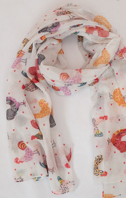 Fluffy Layers - Wholesale Scarf - Women's - Fluffy Layers Lightweight Cotton Scarf Chickens & Leopard1