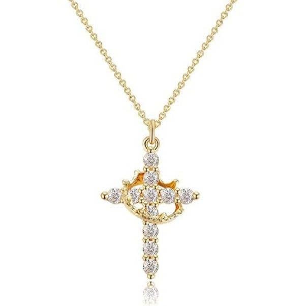 Syrrios Gifts LLC - Vente Colliers à pendentif - Collier Pendentif Croix Couronne Étincelante Bijoux Chrétiens9