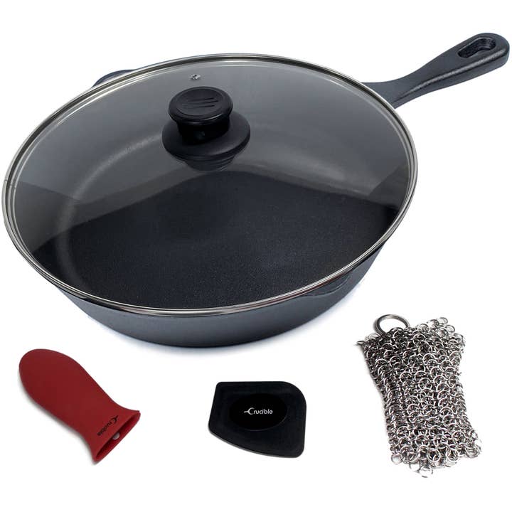 Crucible Cookware - Vendita all'ingrosso Stoviglie in ghisa - Set di padelle in ghisa (20 cm, pre-stagionato)