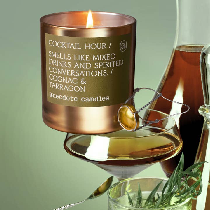 Anecdote Candles - Wholesale Jar/Filled Candle - Cocktail Hour (Cognac & Tarragon) Gold Tumbler Candle3