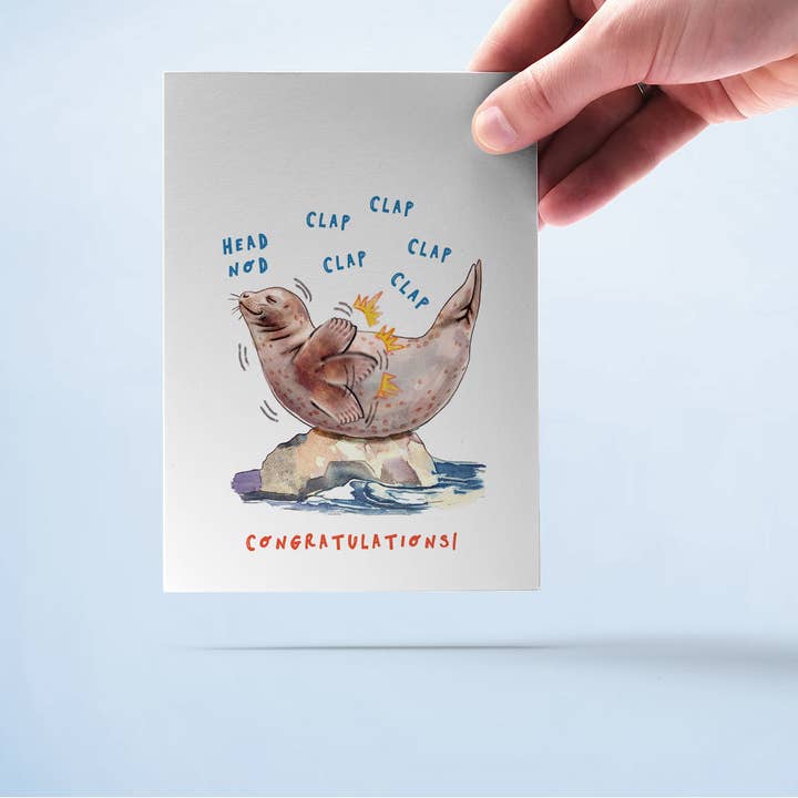 Liyana Studio - Vente Cartes de félicitations - Claps Félicitations Seal of Approval - Carte de félicitations drôle3