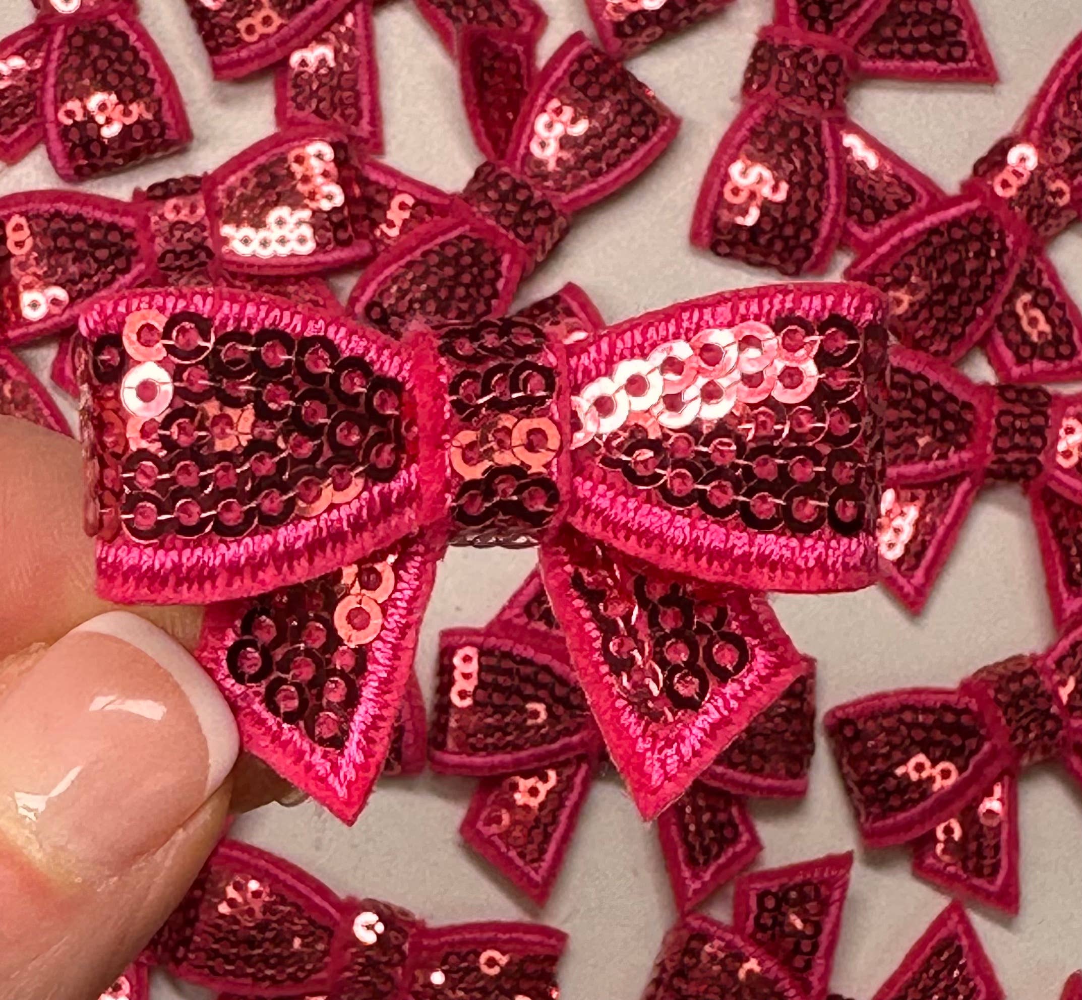 Aloe and Milk Boutique - Wholesale Hat Accessory - Women's - Sequin Bow Mini Patch, sequin patch, bow patch, cheer patch10