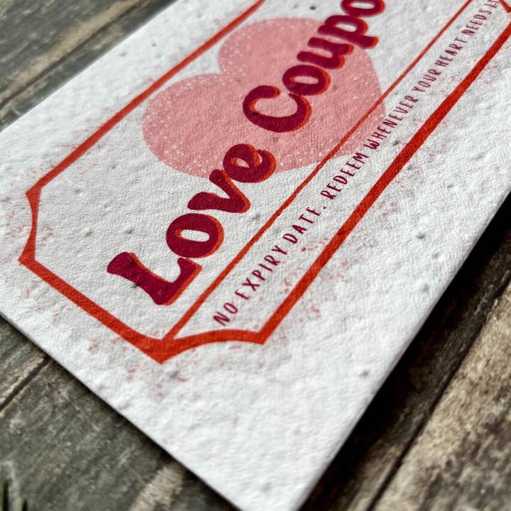 Erika's Whimsical Art – wholesale Love card – Plantable Seed Paper Love Coupon Card, Blank Inside 4