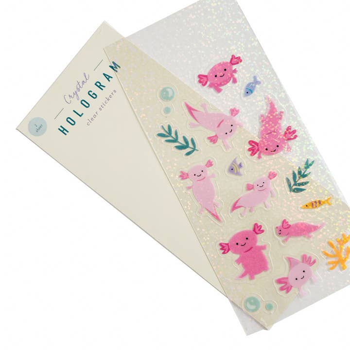 Girl of All Work - Wholesale Sticker - Axolotls Crystal Hologram Clear Stickers1