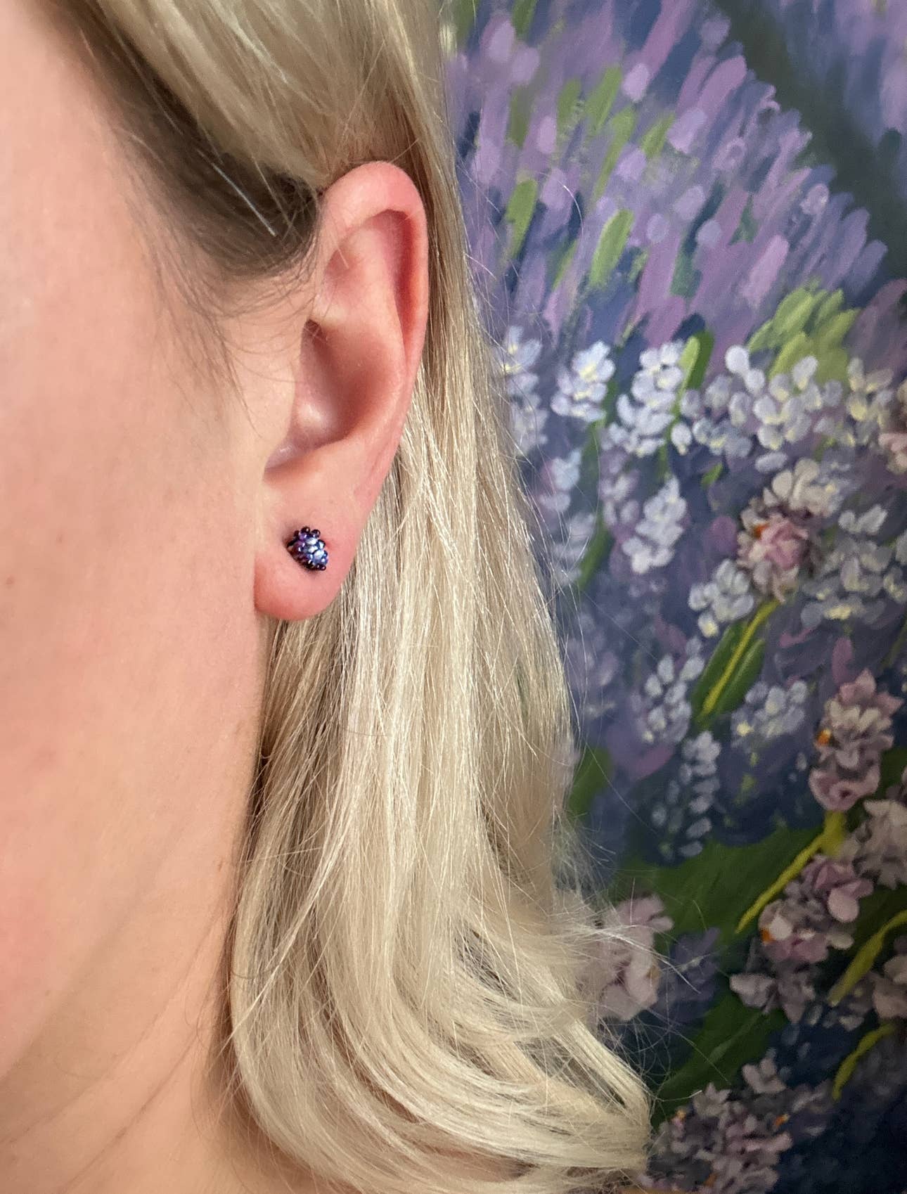 Lavender Beads - Wholesale Stud/Post Earrings - Flower Bud Studs3