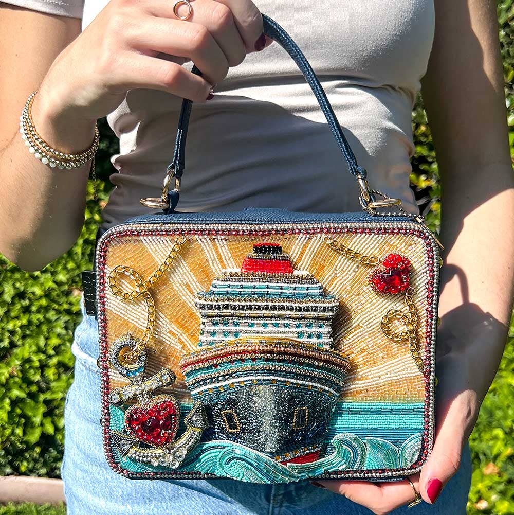 Mary Frances Accessories - Wholesale Top Handle Bag - Women's - Full Steam Ahead Beaded Cruise Ship Top Handle Handbag8