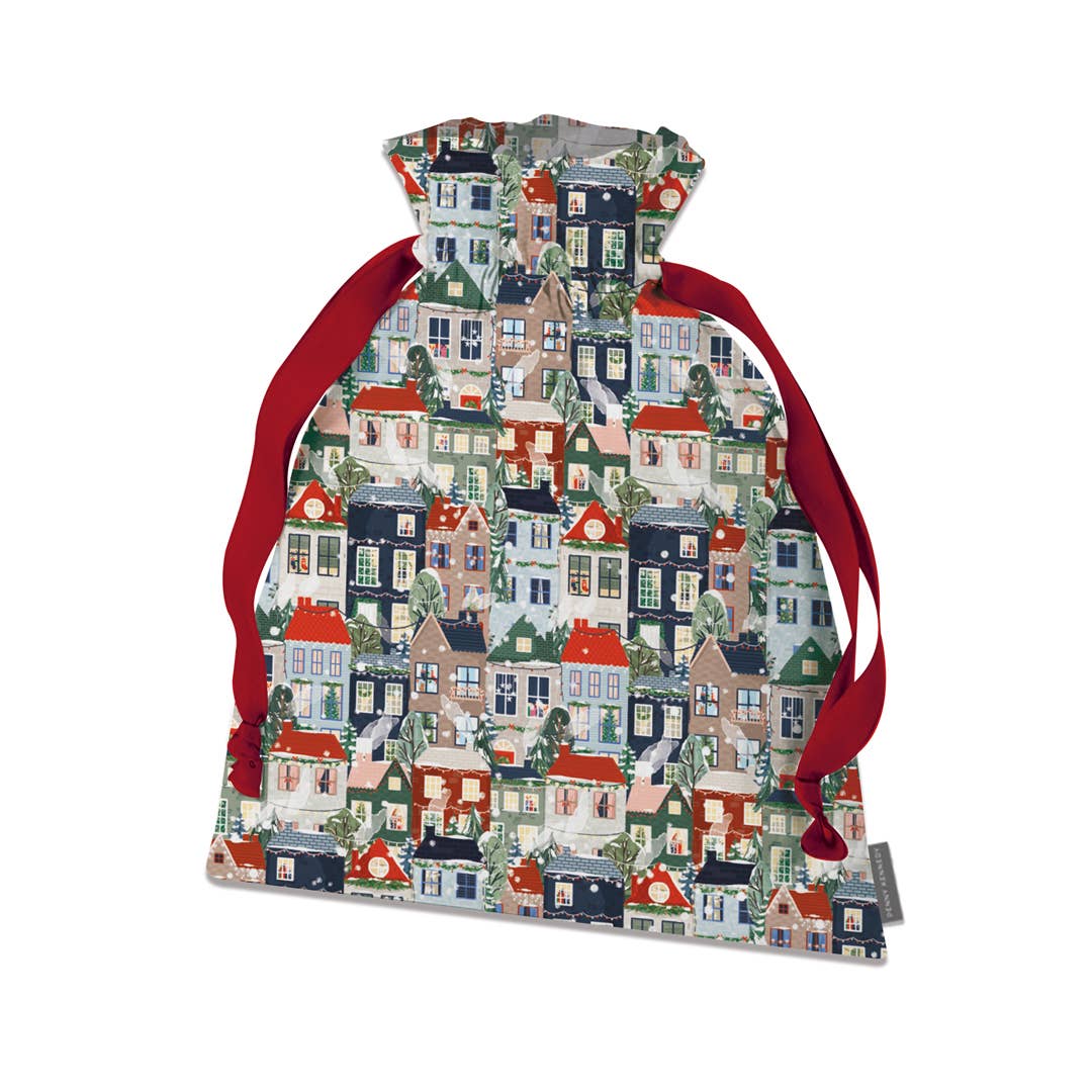 Penny Kennedy Ltd – wholesale Gift bag – Christmas 2025 Reusable Gift Bag Eco Houses Snow1