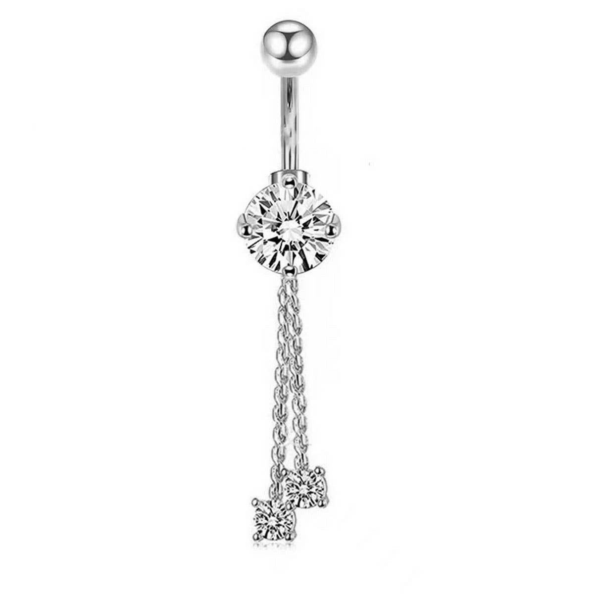 ACCITY - Wholesale Belly Ring - Long Chain CZ Belly Ring with Copper Piercing_CWMM92321