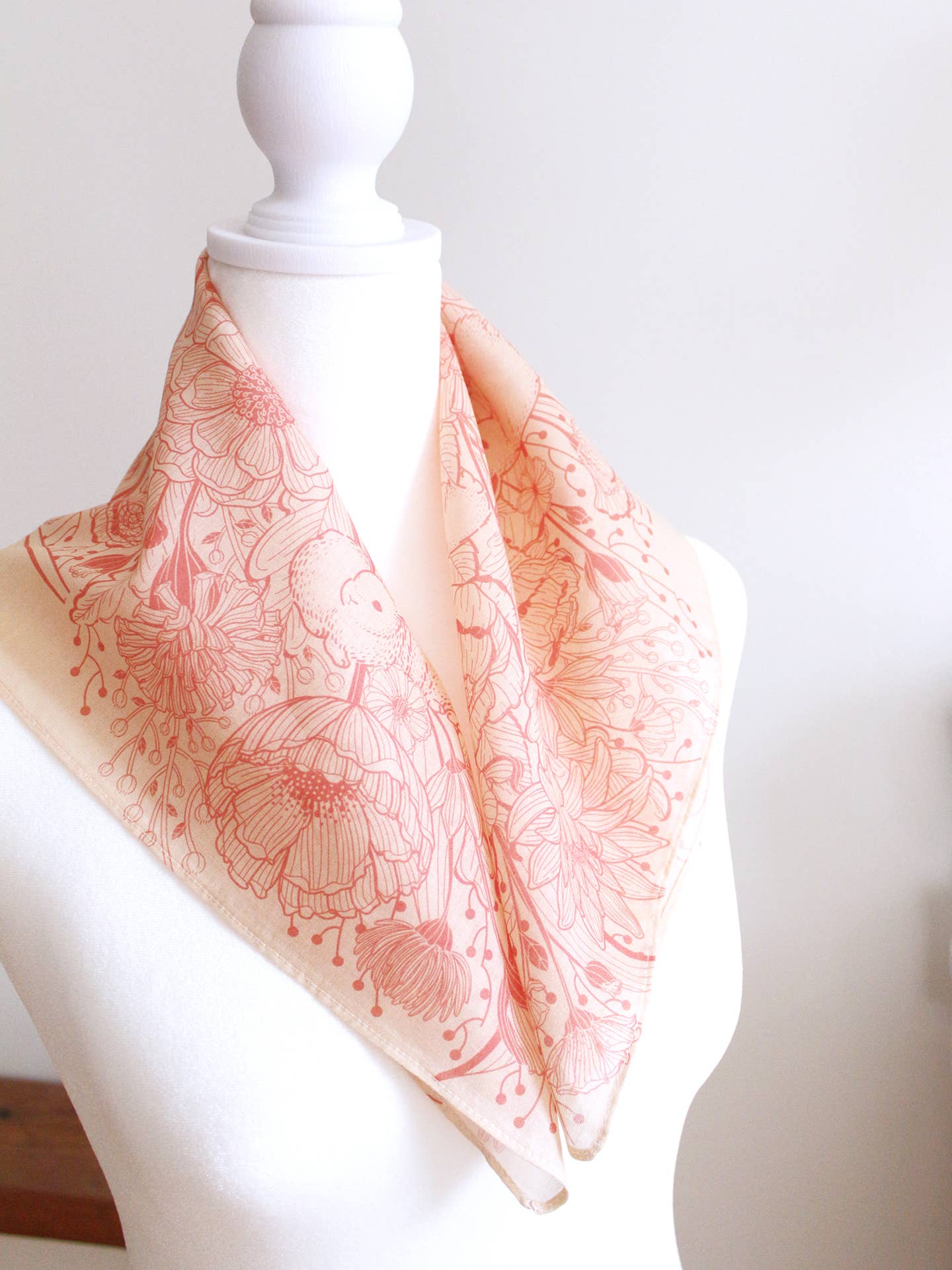 sol&mar art co. - Wholesale Bandana - Unisex - Bunny in the Floral Breeze Bandana Scarf (Pastel Pink)4