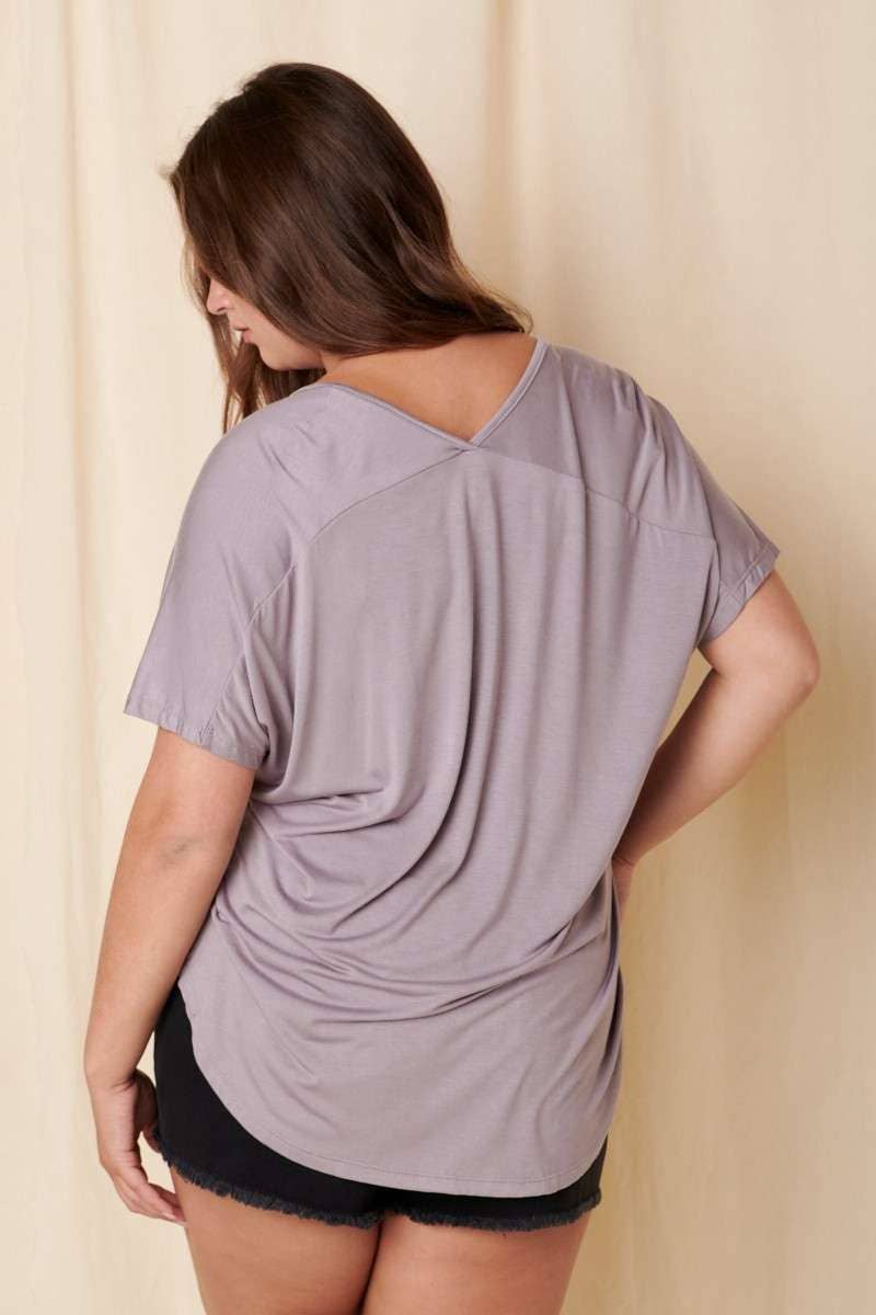 mittoshop - Wholesale T-Shirt - Women's - BT5074PL-PLUS BAMBOO FABRIC POCKET V-NECK TEE14
