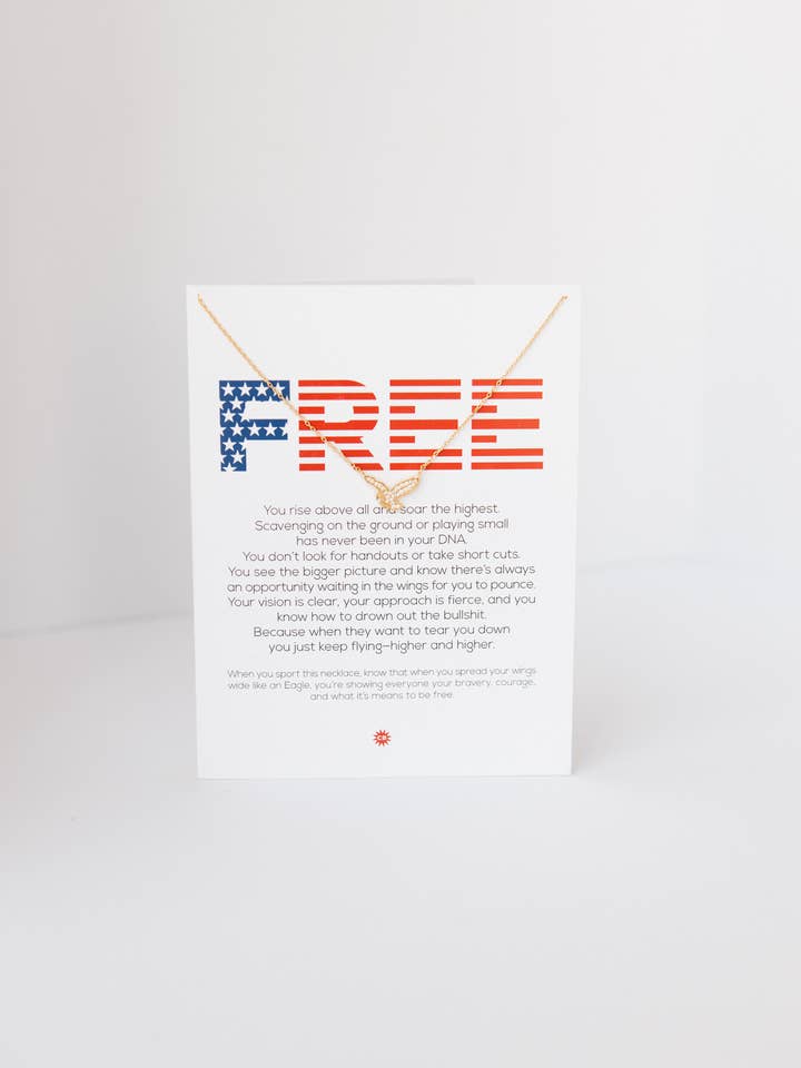 FREE | Gold necklace with eagle CZ prendant for wholesale by CHEEKYBOOM