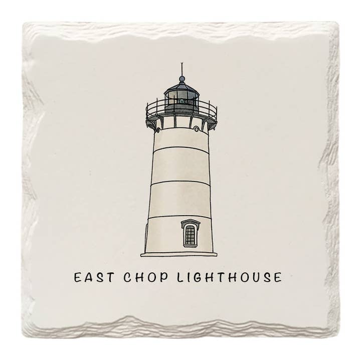 East Chop Lighthouse, MA | Hand-Drawn | Drink Coaster for wholesale by The Doodle Brand