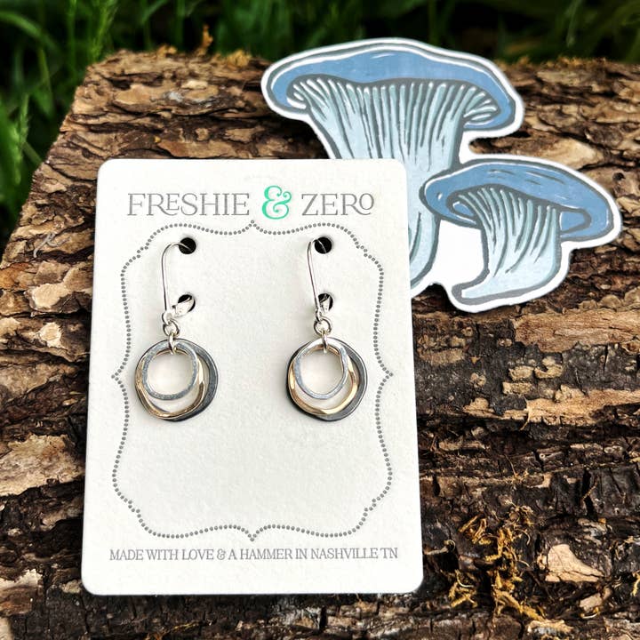 Freshie & Zero - Wholesale Dangle Earrings - Mixed Metals Mini Caldera Earrings hammered dainty circles2