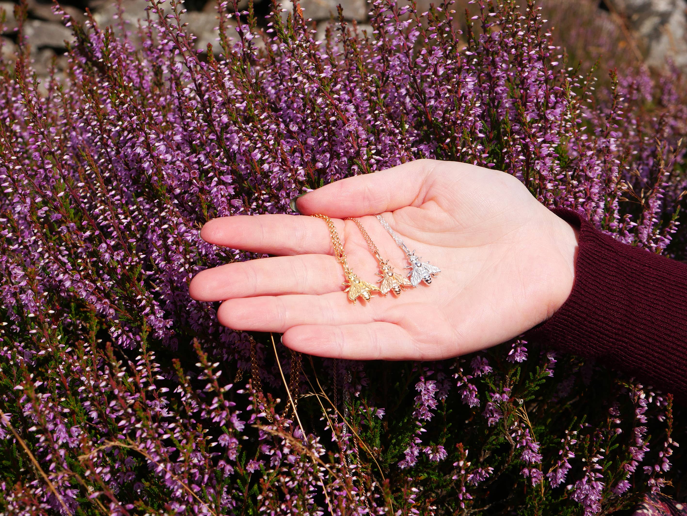 In The Heather – wholesale Pendant/charm necklace – Scottish honey bee necklace in sterling silver7