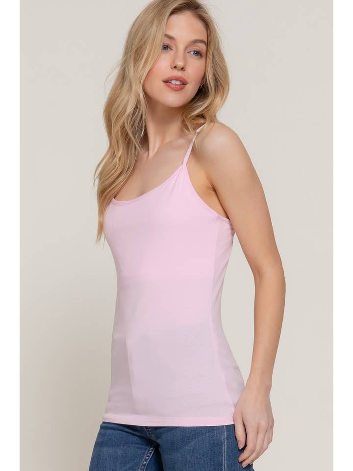 Active Basic | Active USA - Wholesale Camisole - Women's - Basic Adjustable Spaghetti Strap Cropped Cami with Shelf Bra