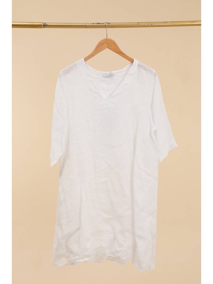la maison des fibres naturelles - Wholesale Dress - Women's - V-neck linen dress 10605 100%LINEN