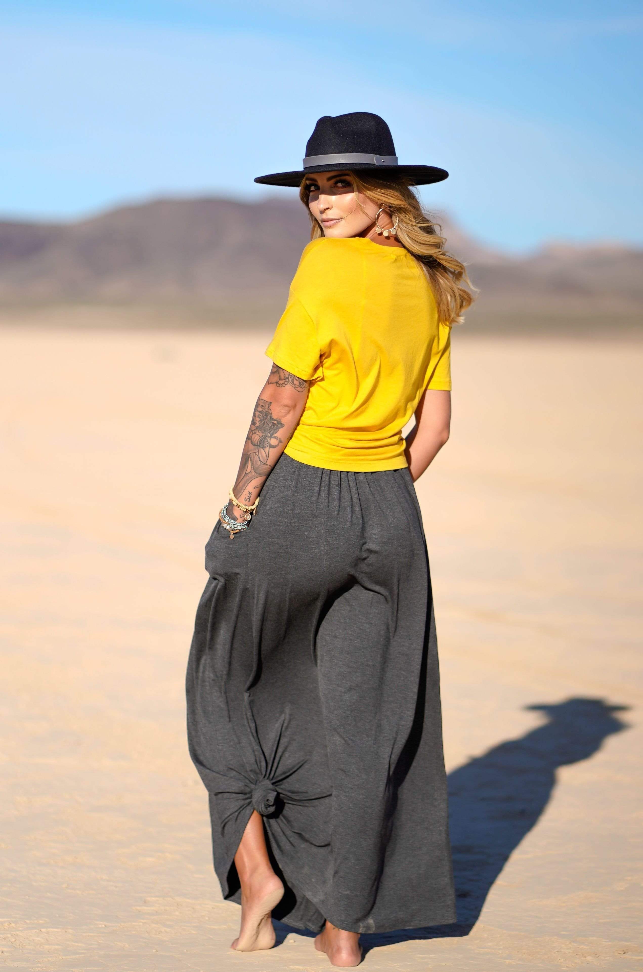 Three Bird Nest - Wholesale Skirt - Women's - The Perfect Pocketed Maxi Skirt - Charcoal2