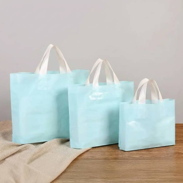 ByHome - Wholesale Gift Bag - 50pcs, 3 sizes Tiffany blue PVC gift bag with white handle3