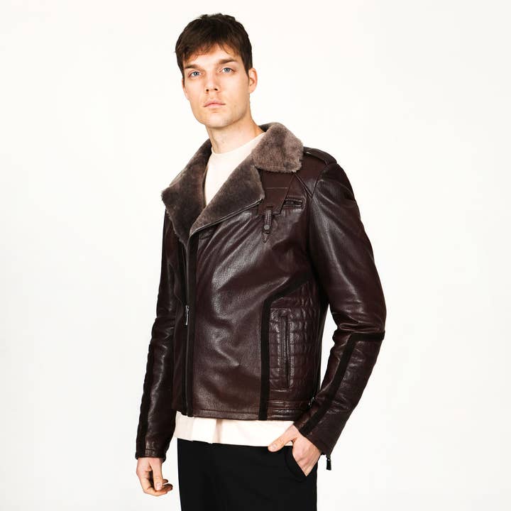 Dericlub – Großhandel Lederjacke – Herren – Herren-Jacke und Mantel aus echtem Lammleder mit Fell0