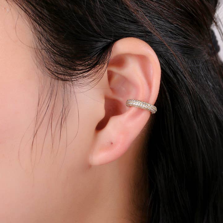 Aim Eternal - Wholesale Cuff/Wrap Earrings - 1x 16mm 24k Gold Micro Pave Ear Cuffs AI102 AI103