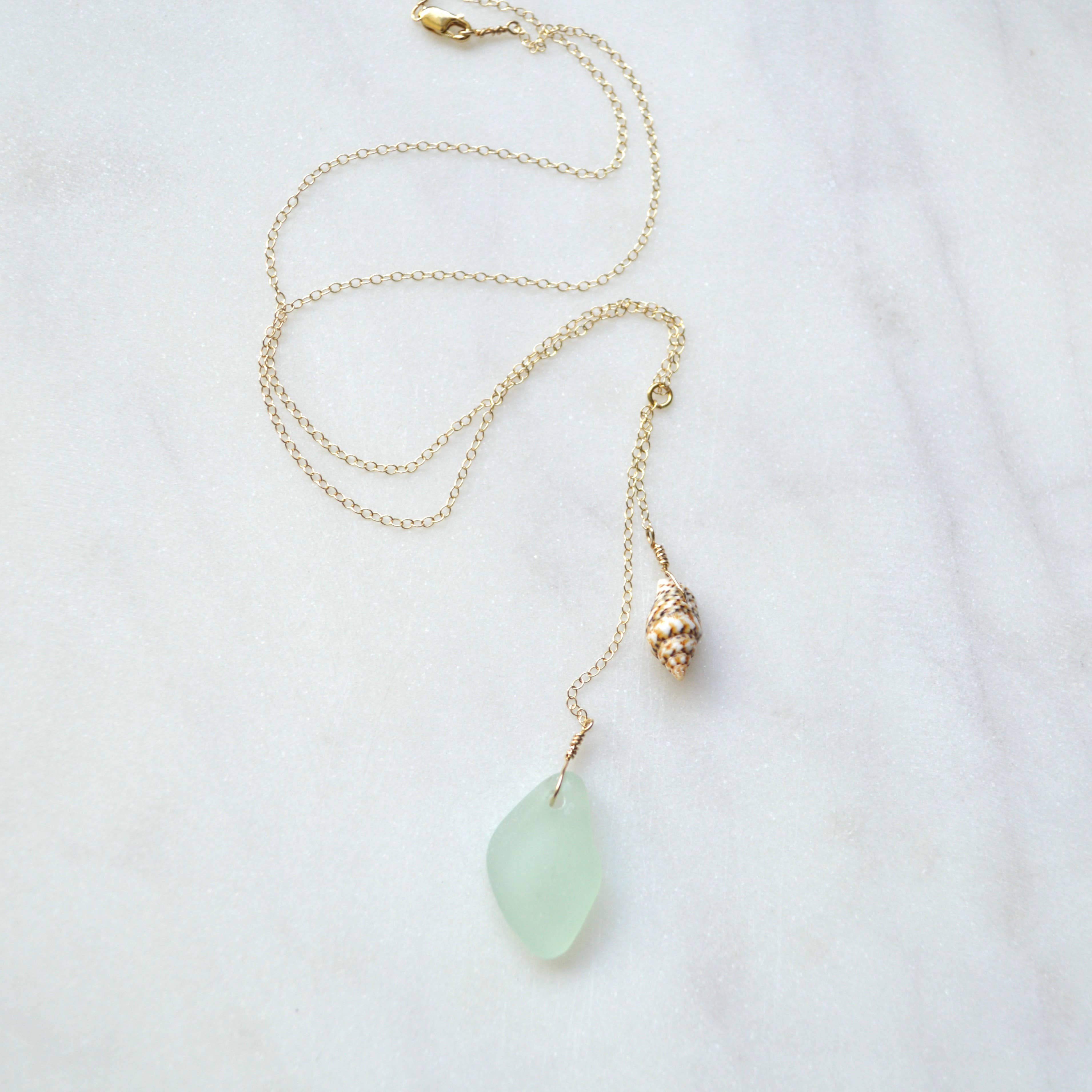Salty But Sweet - Wholesale Pendant/Charm Necklace - Sea Glass Shell Necklace in gold3
