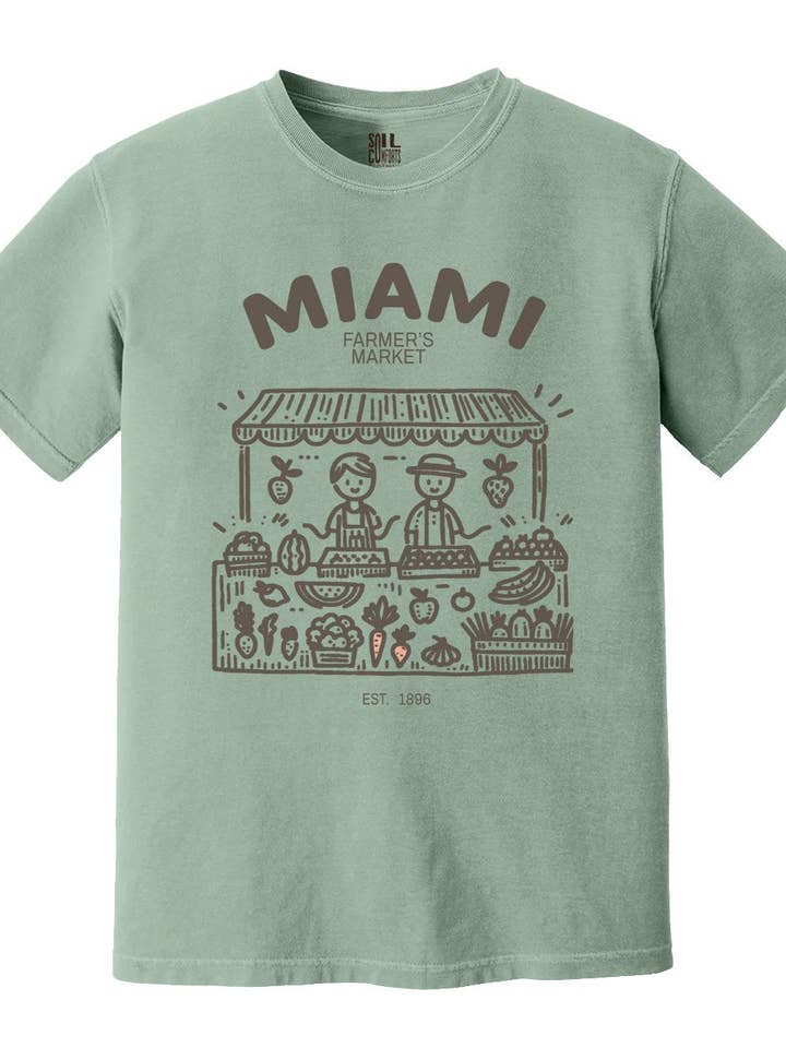 Soil Comforts - Wholesale Screen Printed T-Shirt - Unisex - MIAMI Farmer's Market Art Printed T-Shirts4