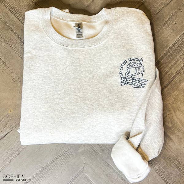Iced Coffee Season Crewneck - Ash for wholesale by Sophie V. Designs