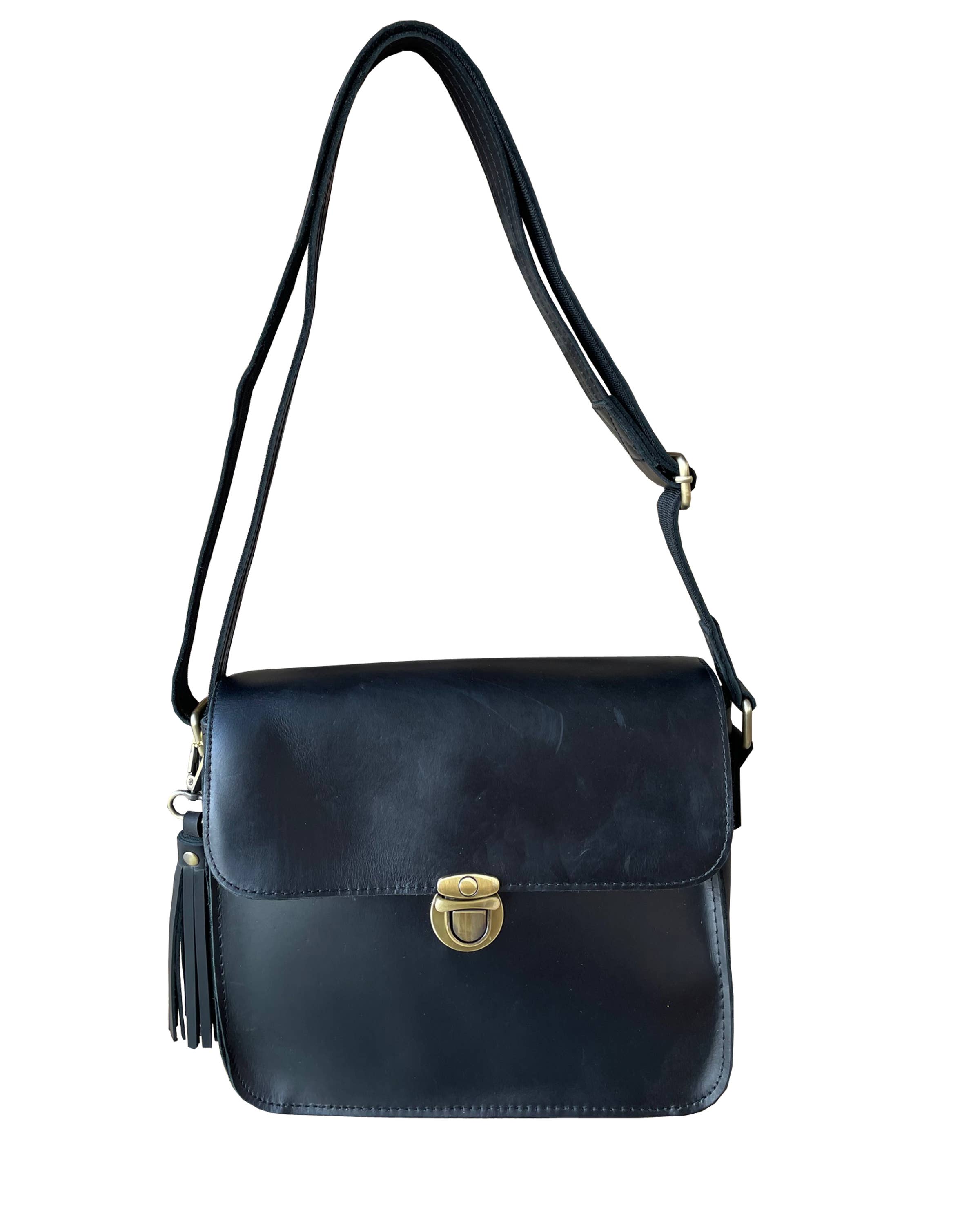Roma Leathers, Inc. - Wholesale Crossbody Bag - Women's - Vintage leather crossbody shoulder bag with wire strap3