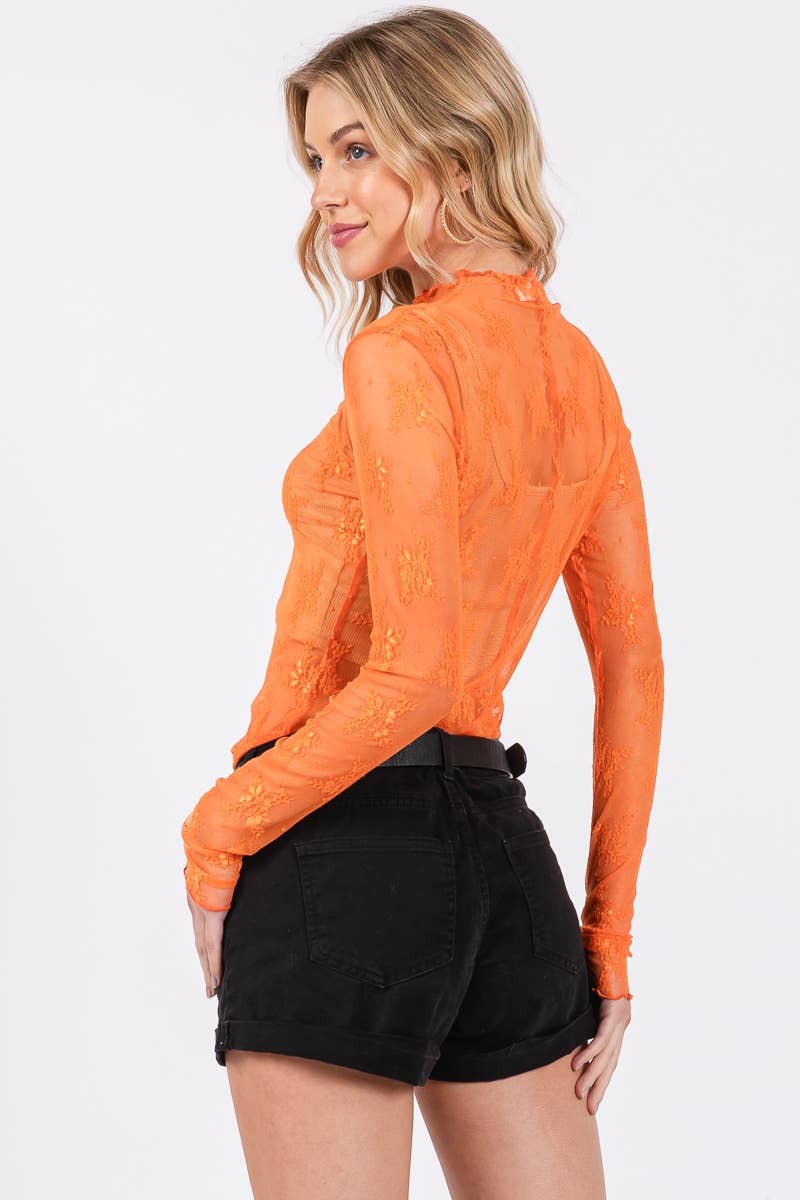 Sewn and Seen – wholesale Blus - Dam – LÅNGÄRMAD SPETSTOPP MED BLOMMÖNSTER47