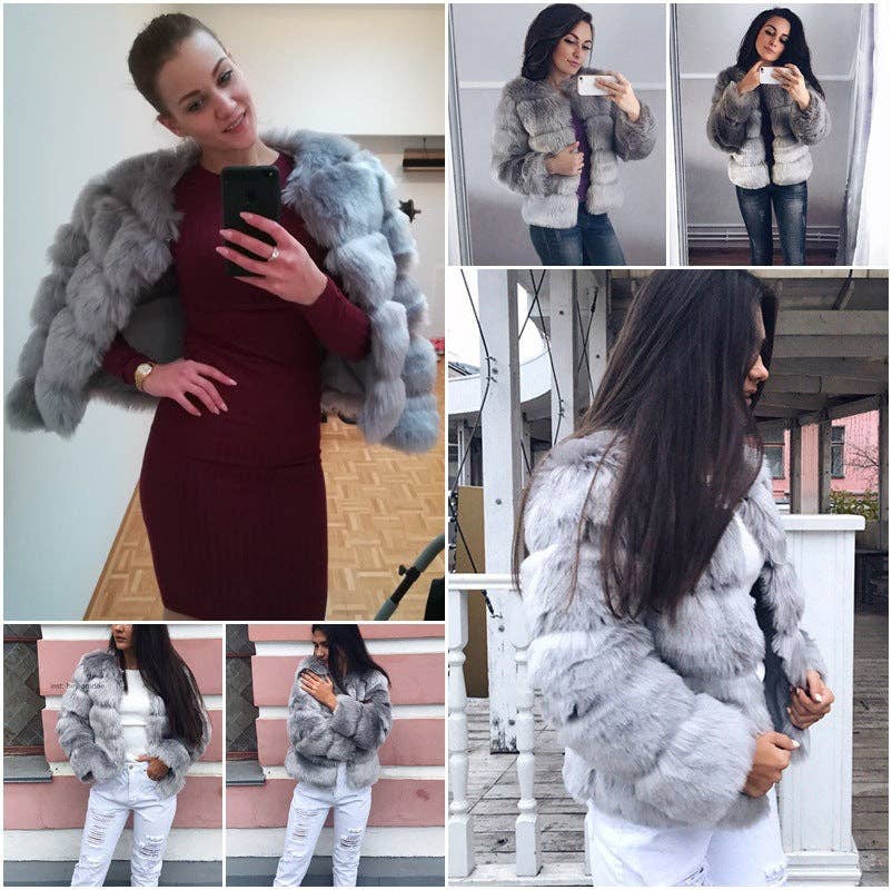 Marayn – wholesale Jacket – Women's – Luxury Faux Fox Fur Short Jacket for Women19