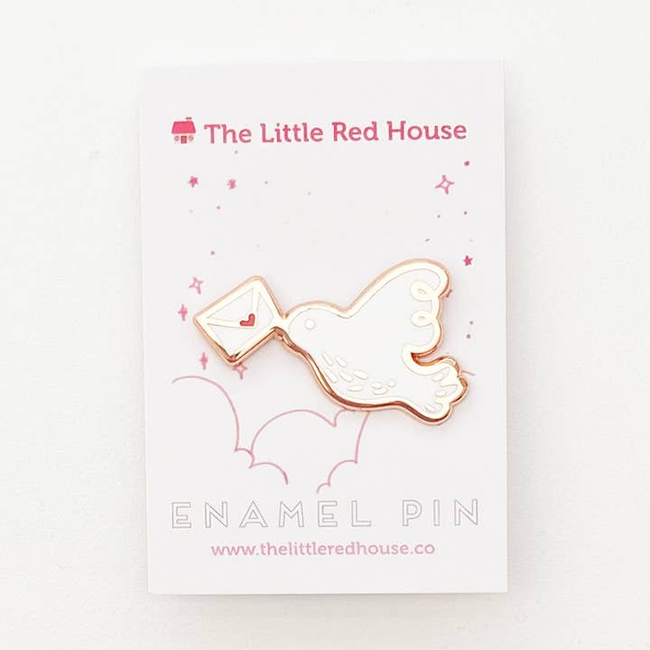 Pigeon with Letter Enamel Pin for wholesale by The Little Red House