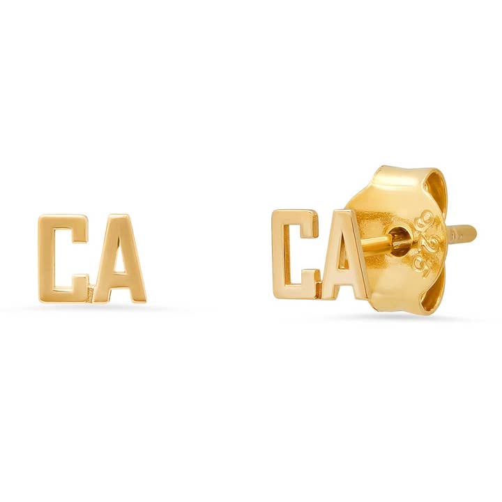 Gold Vermeil "CA" Studs for wholesale on Faire