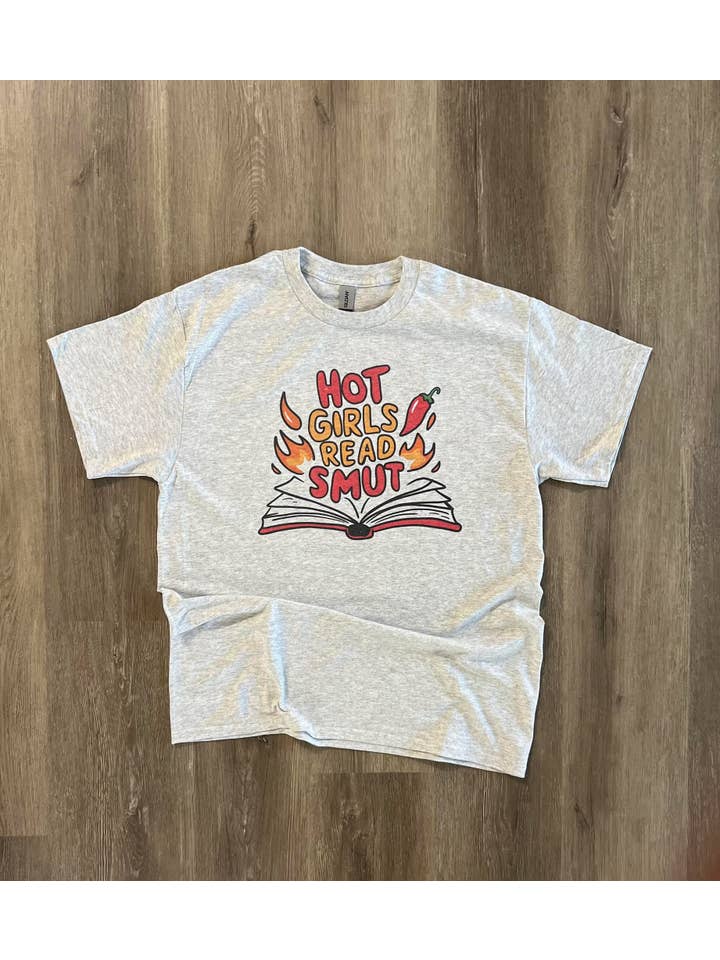 RMN Wholesale - Wholesale Screen Printed T-Shirt - Women's - Hot Girls Read Smut on Ash Gray Tee1