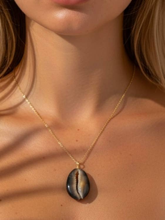 Snakehead Cowrie Gold Necklace for wholesale by The Coconut Collective