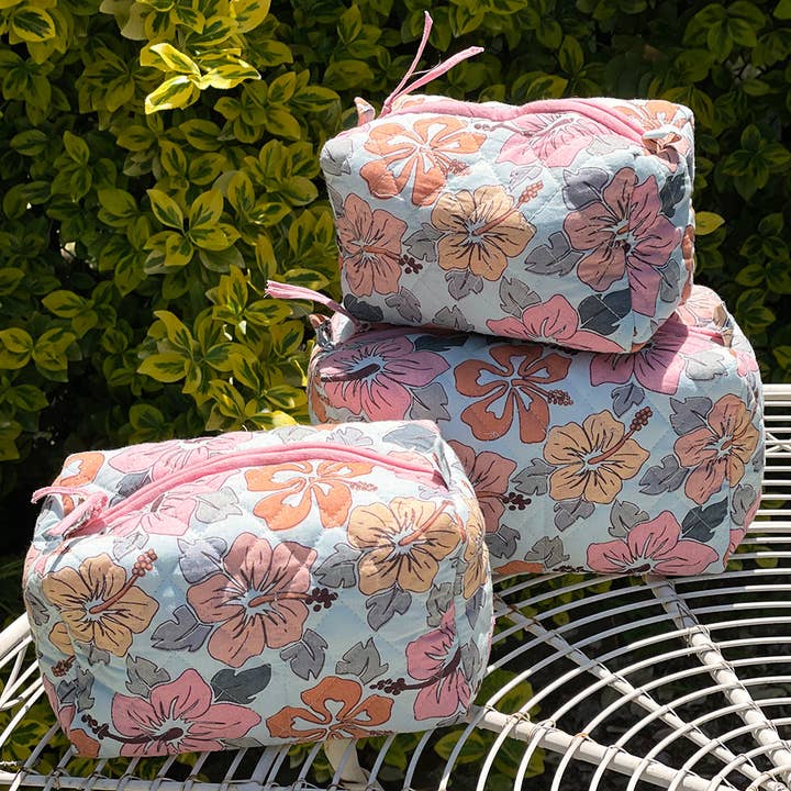 Multi Hibiscus Cosmetic Bag S/3 for wholesale on Faire