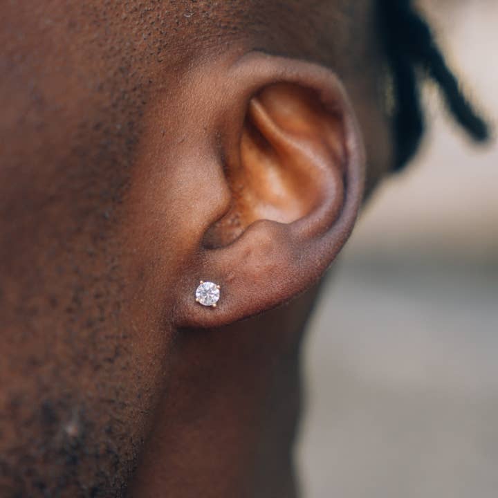 Gold Micro Moissanite Diamond Earrings for wholesale by Twistedpendant