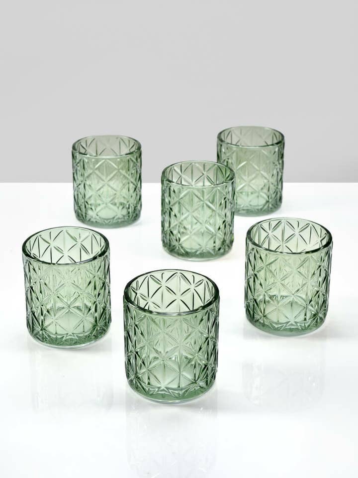 Mexican Green Glass Tea Light Holder for wholesale by Jamali Garden