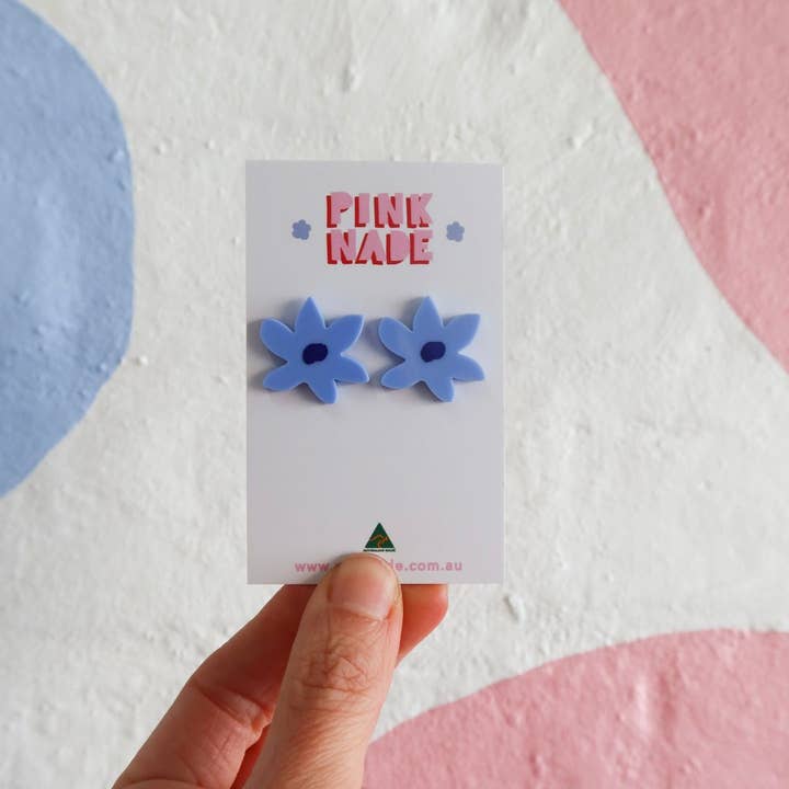 Lucy Flower Blue Statement Stud for wholesale by Pink Nade