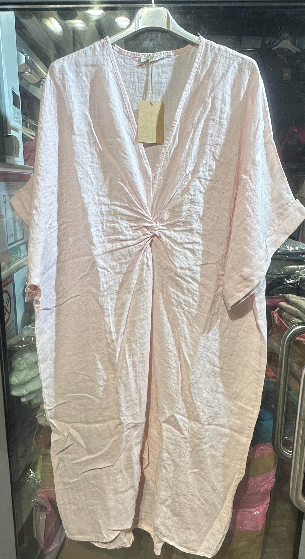 Lea & Luc - Grandes Tailles - Wholesale Dress - Women's - Plus size linen dress V neckline SKU 790919