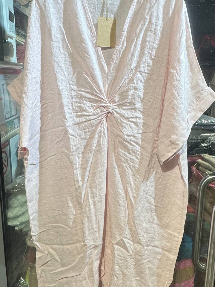 Lea & Luc - Grandes Tailles - Wholesale Dress - Women's - Plus size linen dress V neckline SKU 790919