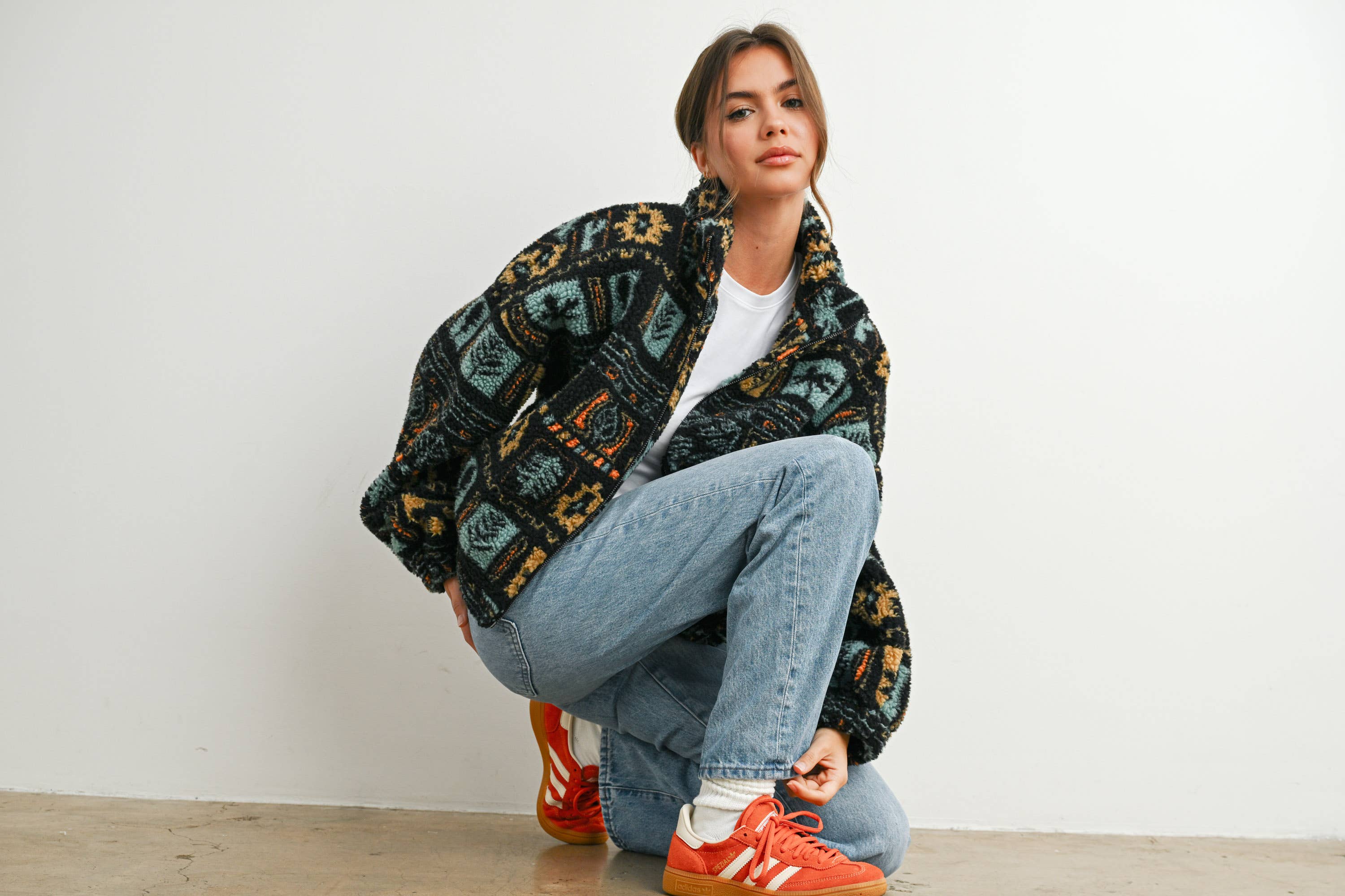 BLACK MULTI Zip-Up Polar Fleece Mock Neck Long Sleeve Jacket - BMJ7842 for wholesale on Faire15