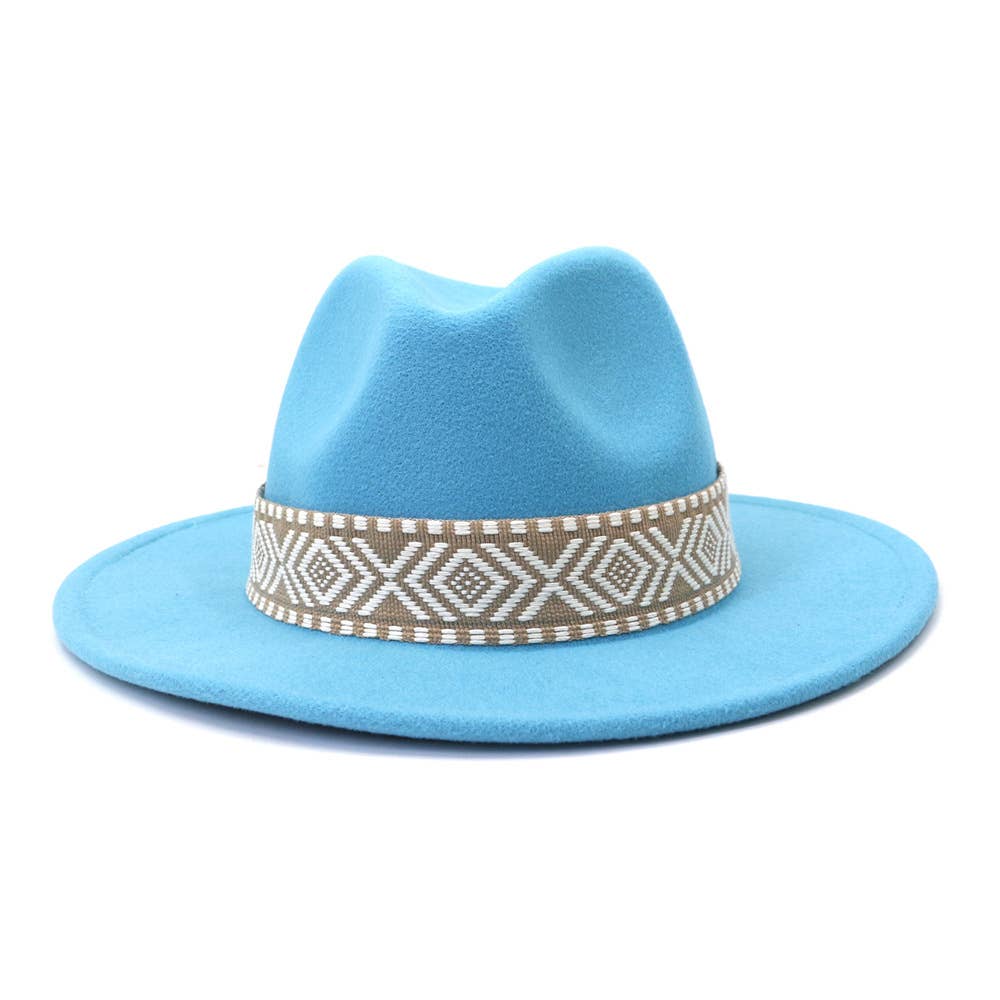 Suzie Q USA - Wholesale Fedora - Women's - Aztec Belt Retro Flat Fedora Hat26