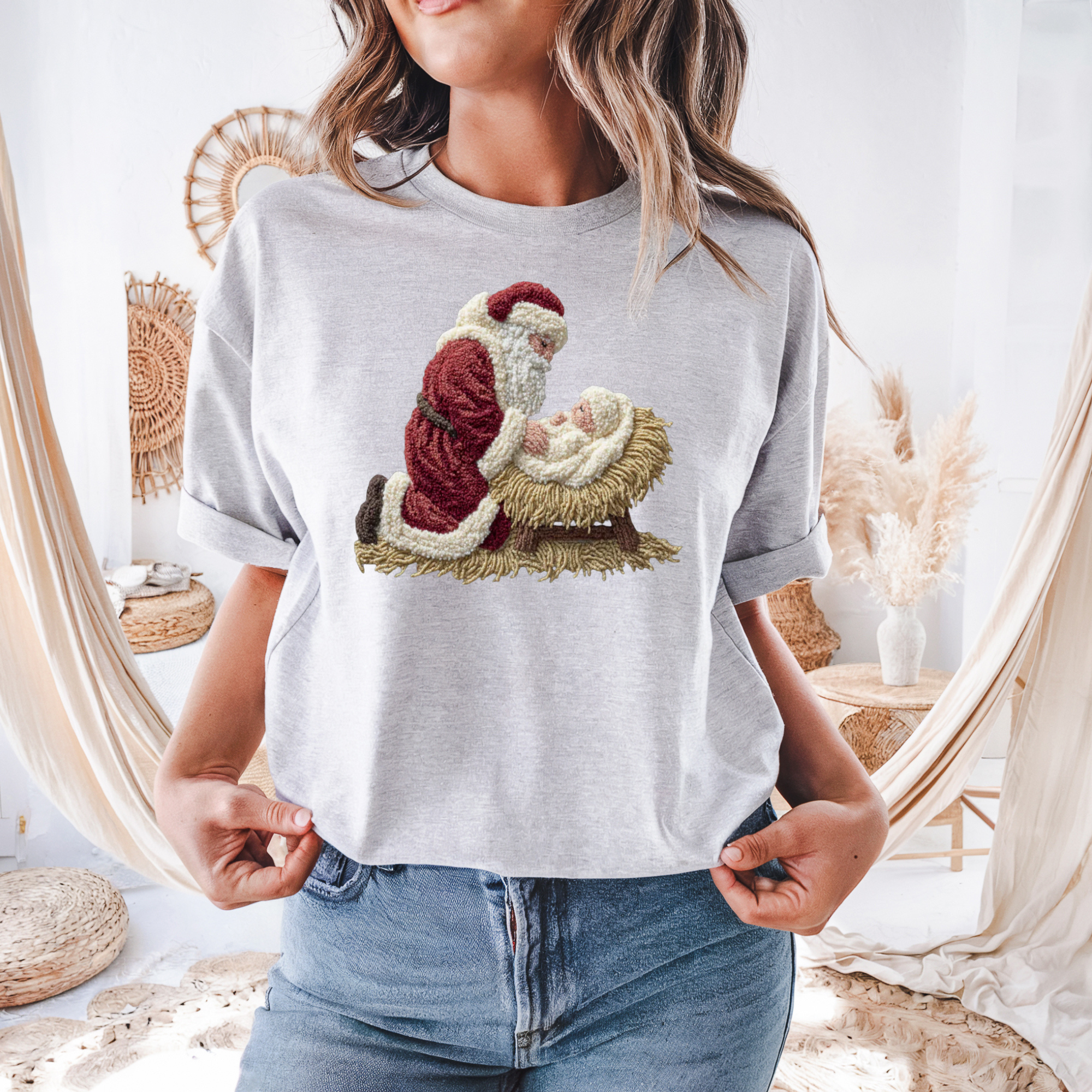 Sam & Seb Co. - Wholesale Screen Printed T-Shirt - Women's - Santa and Baby  Faux Style Sweatshirt or T-Shirt3
