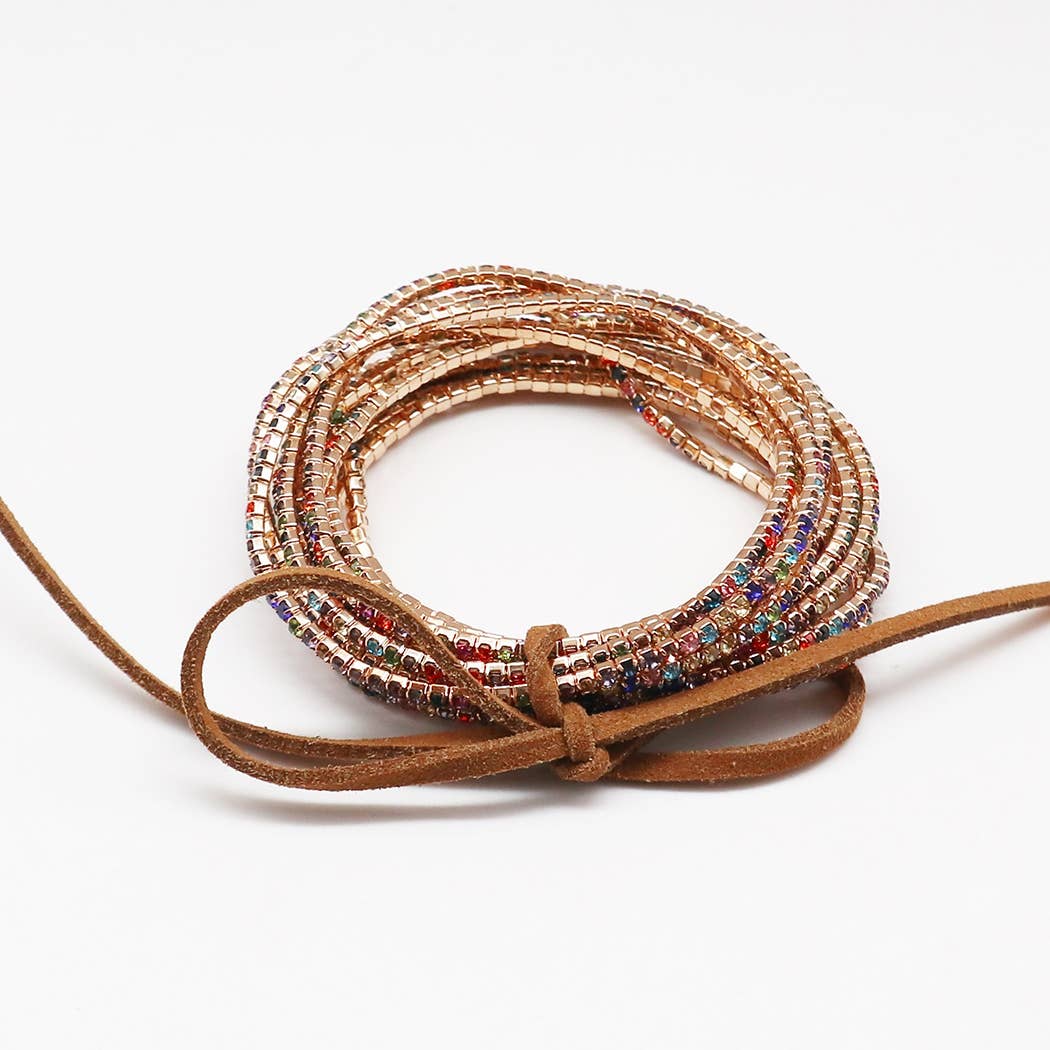 Fashion City – Conjunto de joias por atacado – Pulseiras de Pedra de Cristal Stretch Stretch de 12 Camadas 18