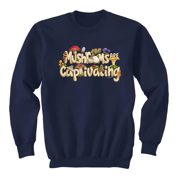 Earth Sun Moon Trading Company - Wholesale Graphic Sweatshirt - Unisex - Mushrooms are CAP-tivating Sweatshirt
