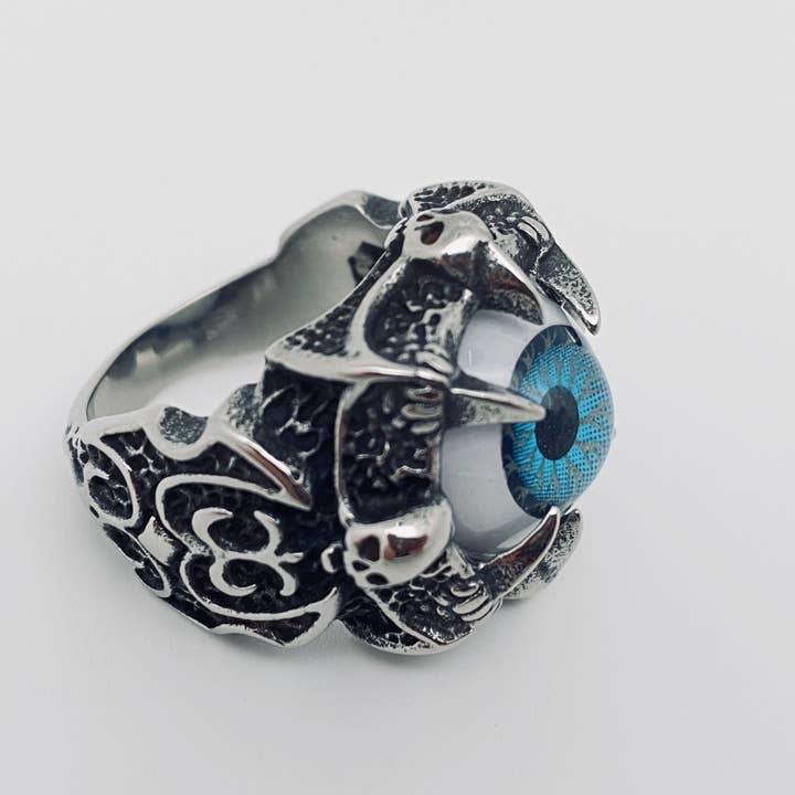 Mio Queena - Wholesale Cocktail/Statement Ring - Death Demon's Eye Stainless Steel Ring Men's Jewelry3