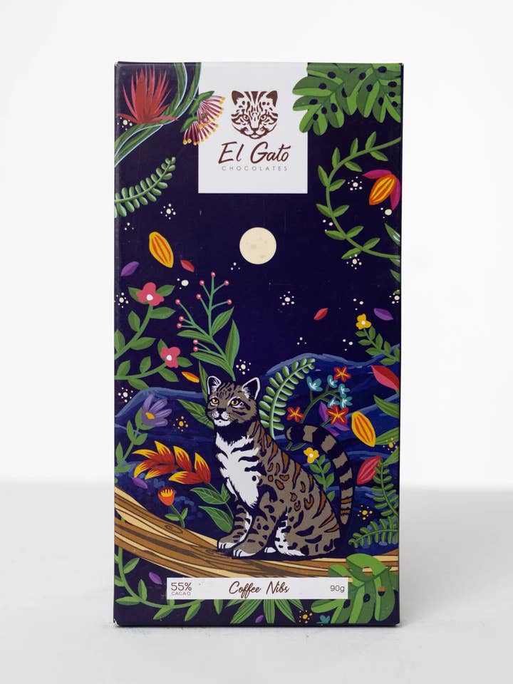 90g Chocolate com Nibs de Café 55% Cacau por atacado de El Gato Chocolates