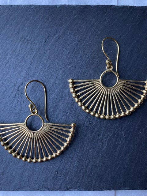 Brass Spoke Fan Earrings for wholesale by Siren Silver Ltd