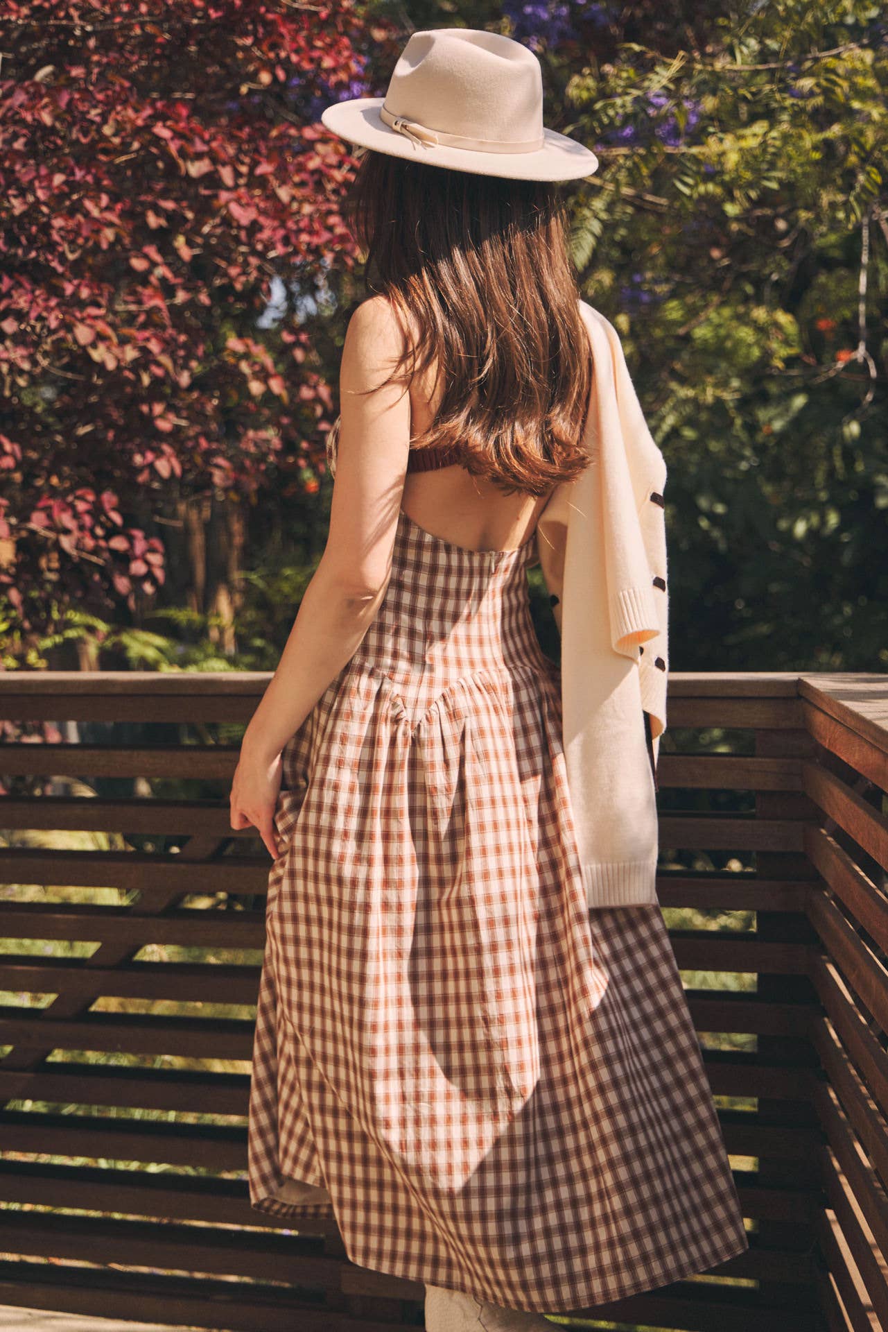 idem ditto - Wholesale Dress - Women's - PLAID MIDI DRESS WITH RUCHED BUST AND OPEN BACK13