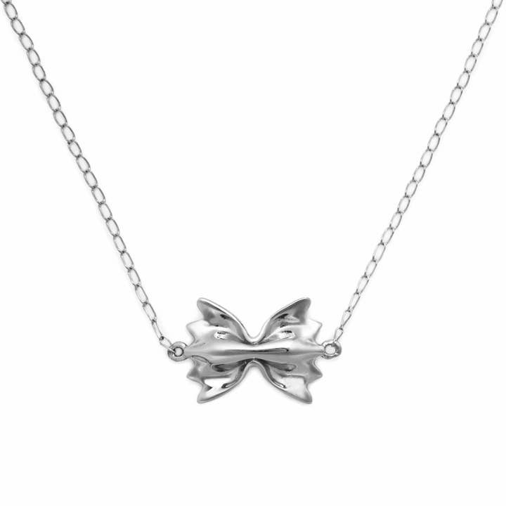 Sterling zilveren „Mini” Farfalle ketting door delicatessen sieraden - elke aankoop helpt honger te bestrijden! (Foodie Gift, Food Jewelry) voor wholesale door Delicacies Jewelry